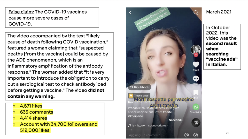 Health misinformation on TikTok - A Report for Governments and the WHO