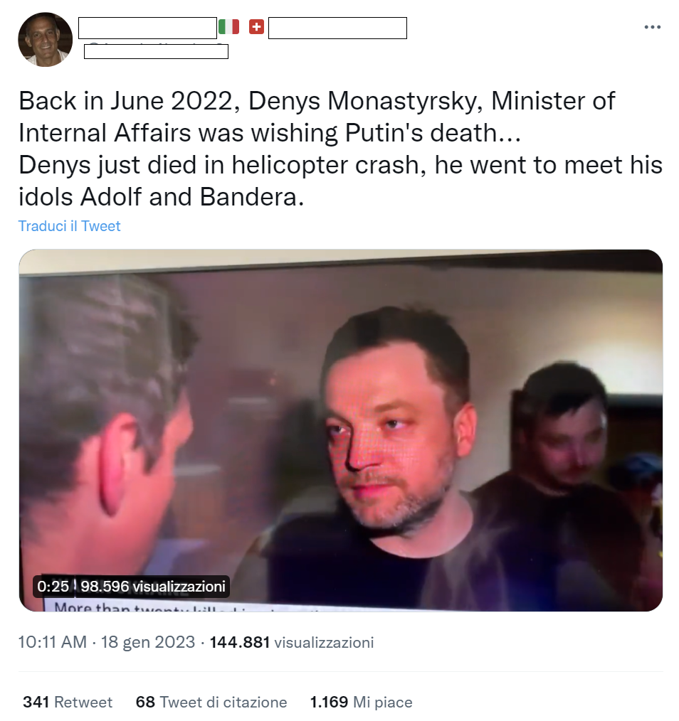 Le cospirazioni sullo schianto in elicottero del ministro Monastyrskyi