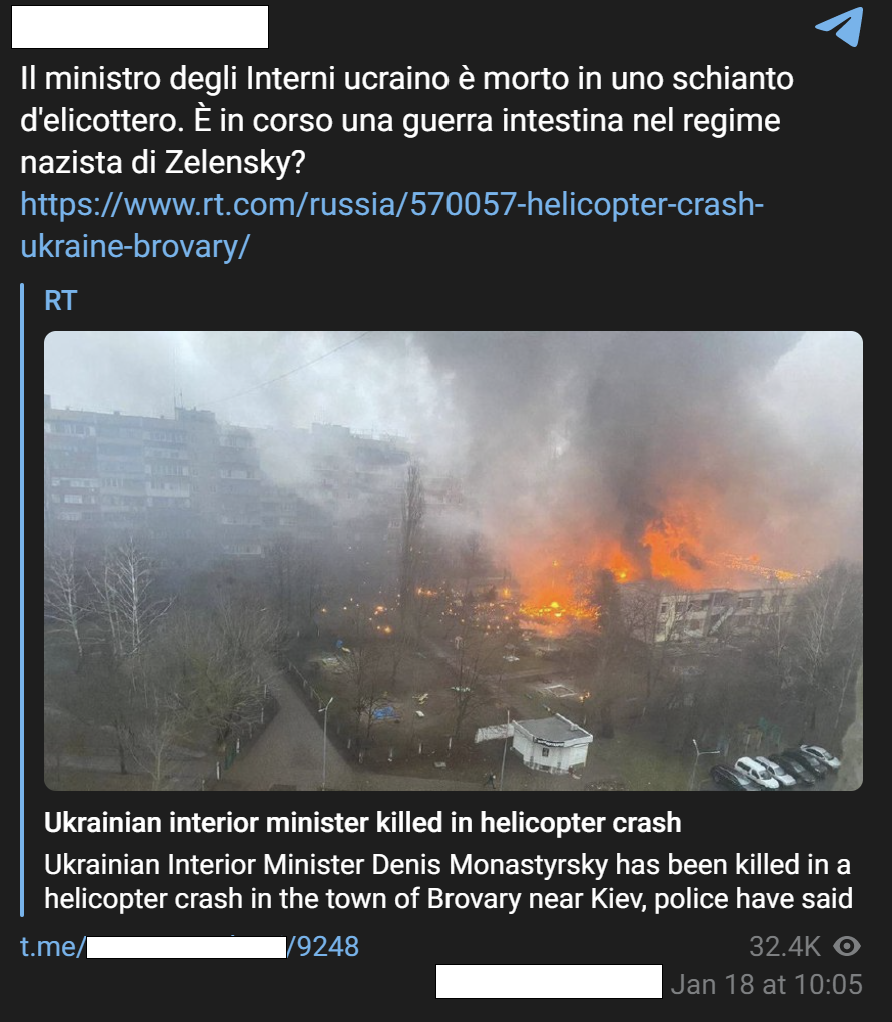 Le cospirazioni sullo schianto in elicottero del ministro Monastyrskyi