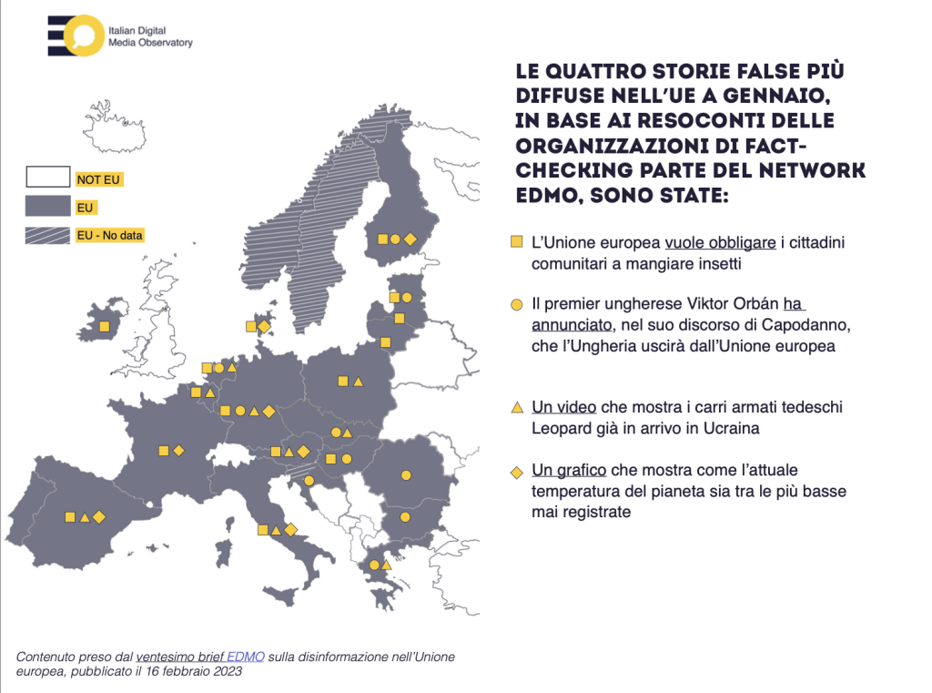 A gennaio aumenta la disinformazione su Covid-19, Ucraina e clima. Dilaga quella su Unione Europea e insetti commestibili